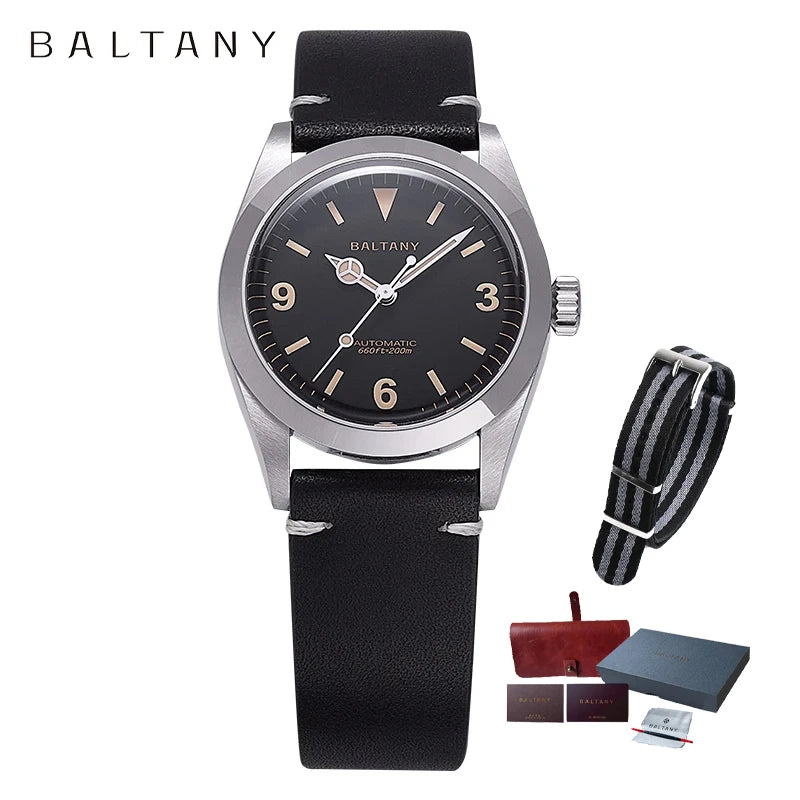 Baltany 2024 New 36mm Explorer NH38 Men's Automatic Mechanical Watch Sapphire Crystal Stainless Steel Waterproof 20Bar Luminous