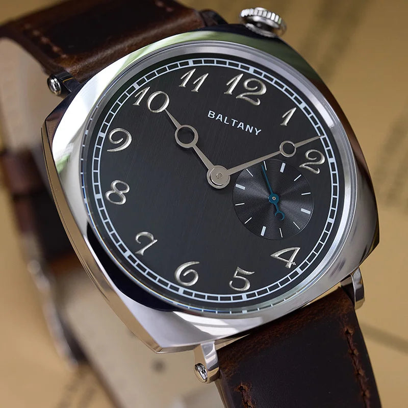 Baltany Reminiscent Quartz Watches Reproduced From VC1921 S4072 38mmDial Heat-treated Blue Hands Square Case  Vintage Wristwatch