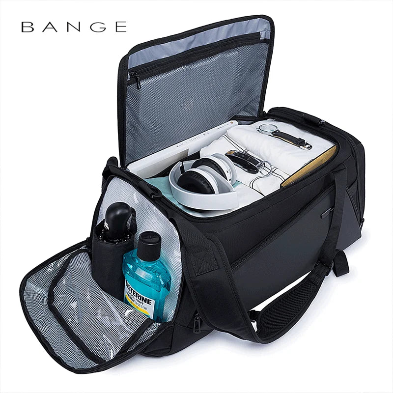 Bange Gym bag for Men Suitcase  Backpack Large Capacity Waterproof Anti-stain Men Duffle Bag Travel Hand Luggage Bags