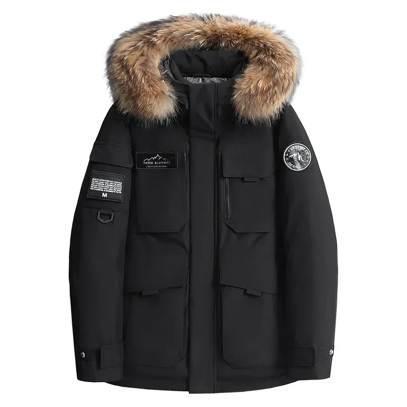 Fashion Parkas Male Casual Warm Down Jackets New Winter Mens Hooded Fur Collar Duck Down Coats High Quality Waterproof Coats