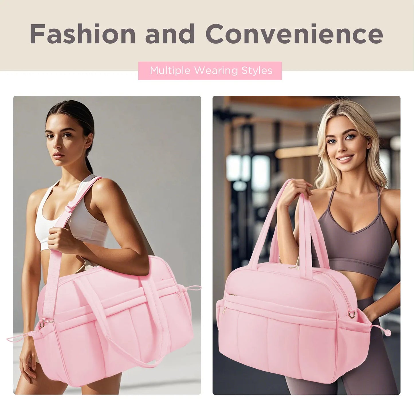 Weekender Bags Quilted Travel Duffel Bag,Large Puffer Duffle Bag,Travel Gym Weekend Workout,Carry on Bag for Airplanes