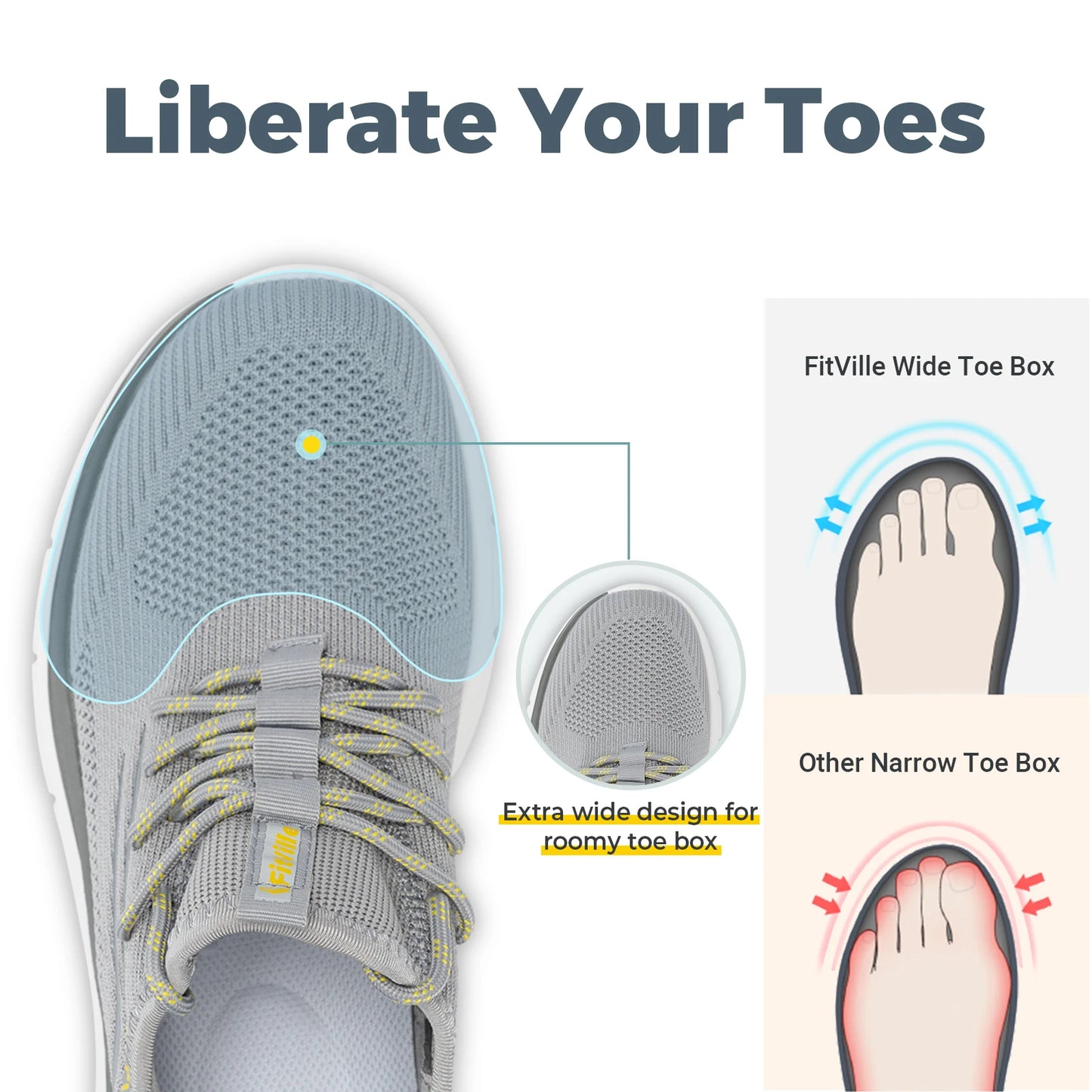 FitVille Thick Sole Running Shoes Mens Sneakers Shock Absorbing Rebound Lightweight For Swollen Feet Arch Support Wide Shoes