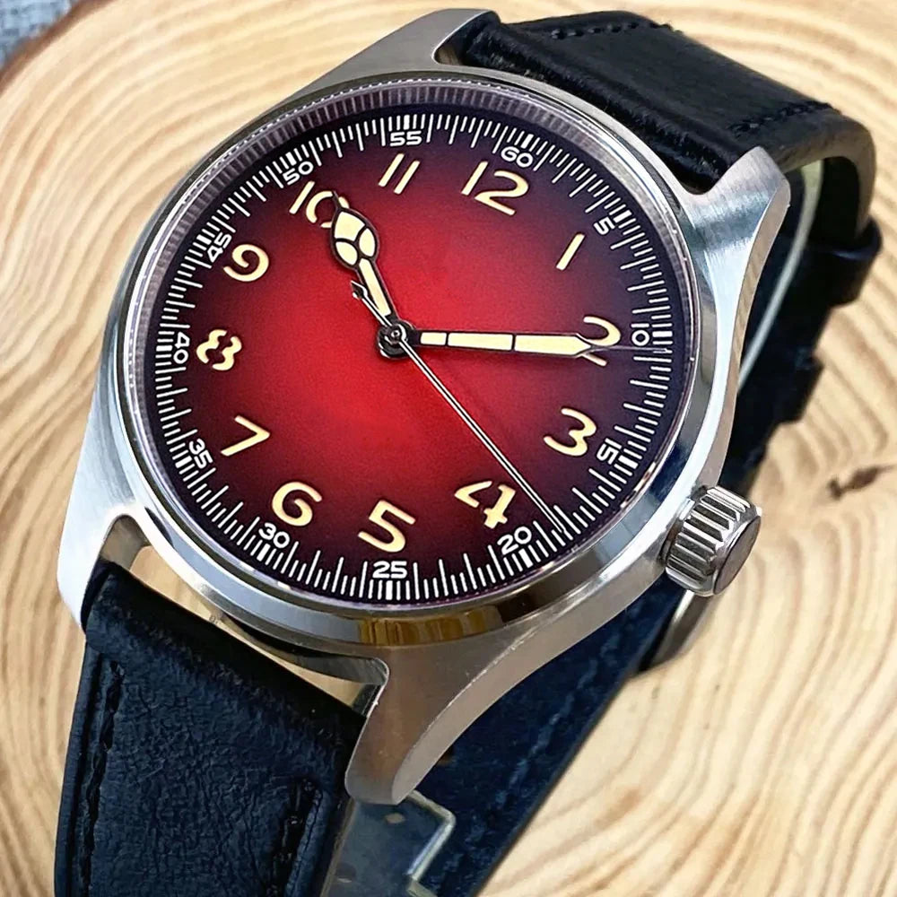 Classic Khaki Field Series Pilot Watches for Men 200M Waterproof Polish Bezel NH35AA Movt Beige Snake Hand  Automatic Watch