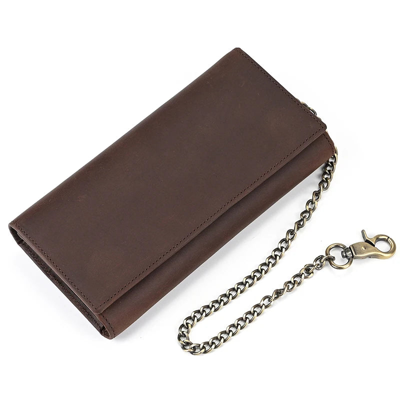 Newsbirds luxury brand designer men leather wallet 3D Tiger Dragon embossing cowhide men's wallet with iron chain high fashion