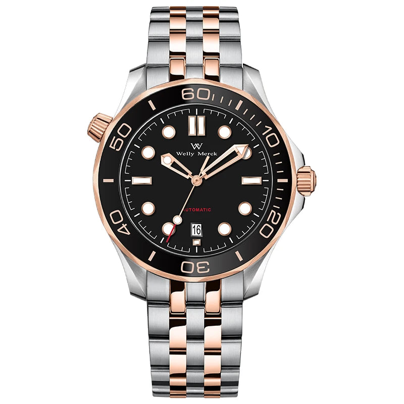 WM Watch Automatic Mechanical Watches Waterproof  Business Stainless Steel Sapphire Miyota 8217 Welly Merck Watch For Men WM148