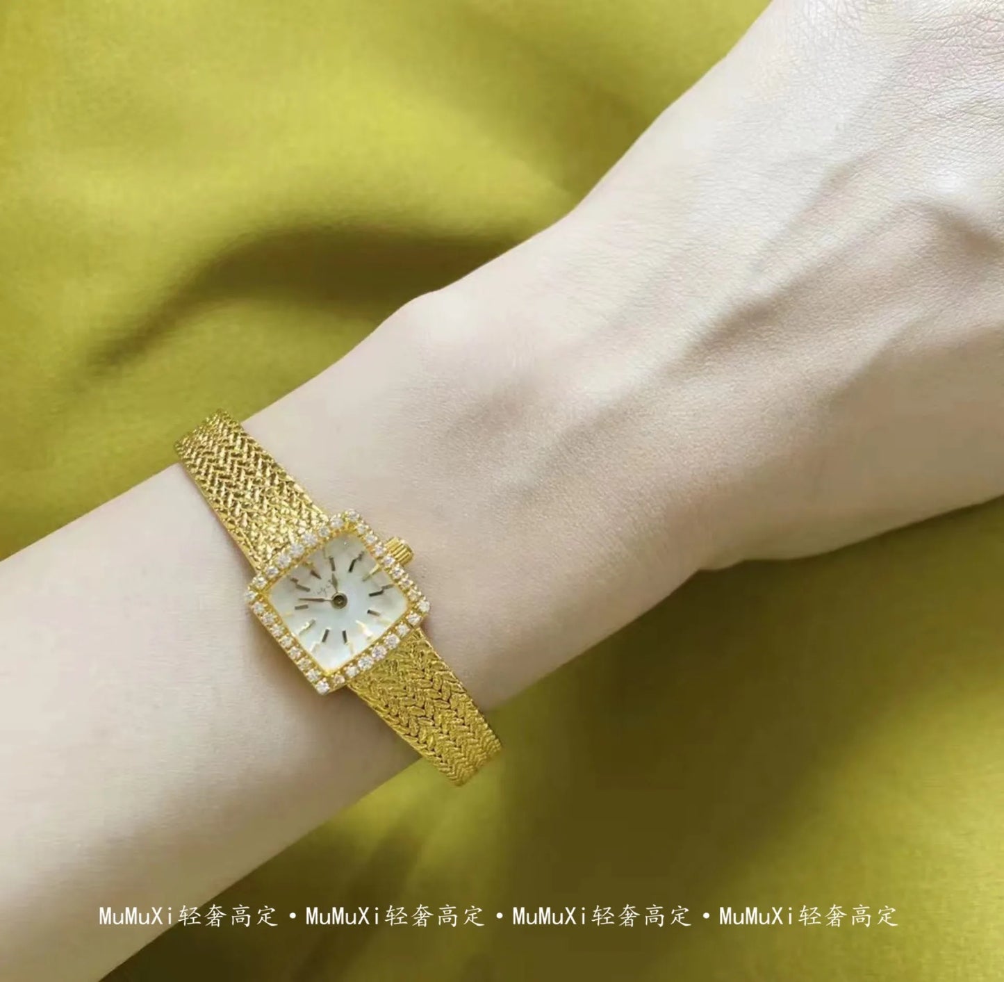 18K gold plated new designer Women Watches Mini-square Luxury Diamond-encrusted  Gold Watch Ladies High-end Watches Gifts