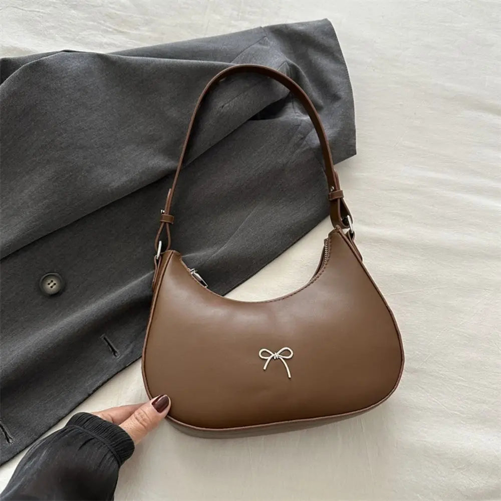 Trendy New Design Bowknot Armpit Bag Solid Color Korean Bowknot Underarm Bag Luxury PU Leather Y2K Handbag Girls