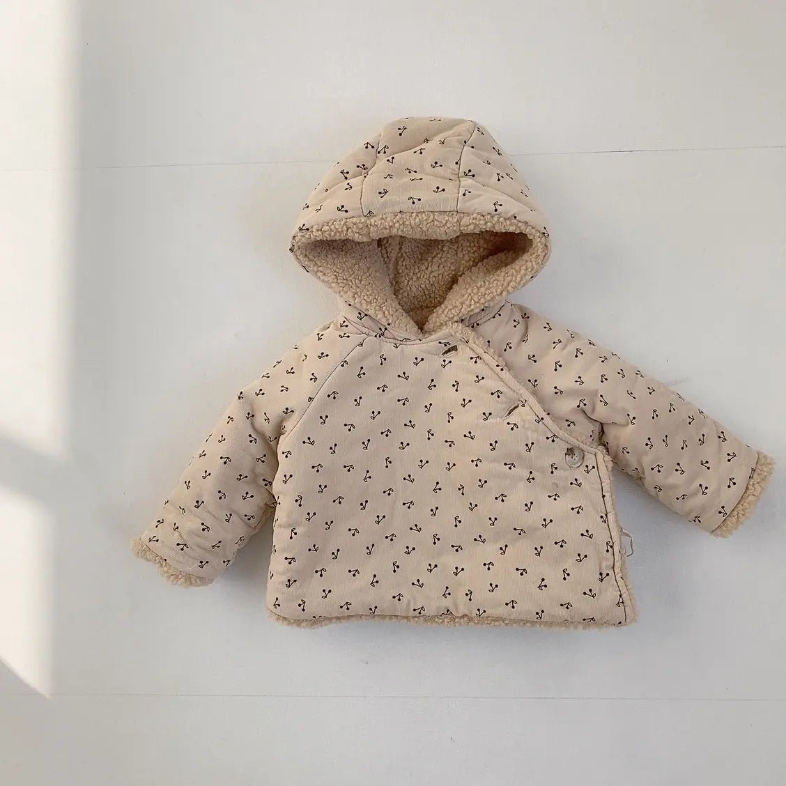 deer jonmi 2023 Winter Korean Style Newborn Baby Thicken Warm Coats Hooded Lamb Fleece Lining Infants Outerwear