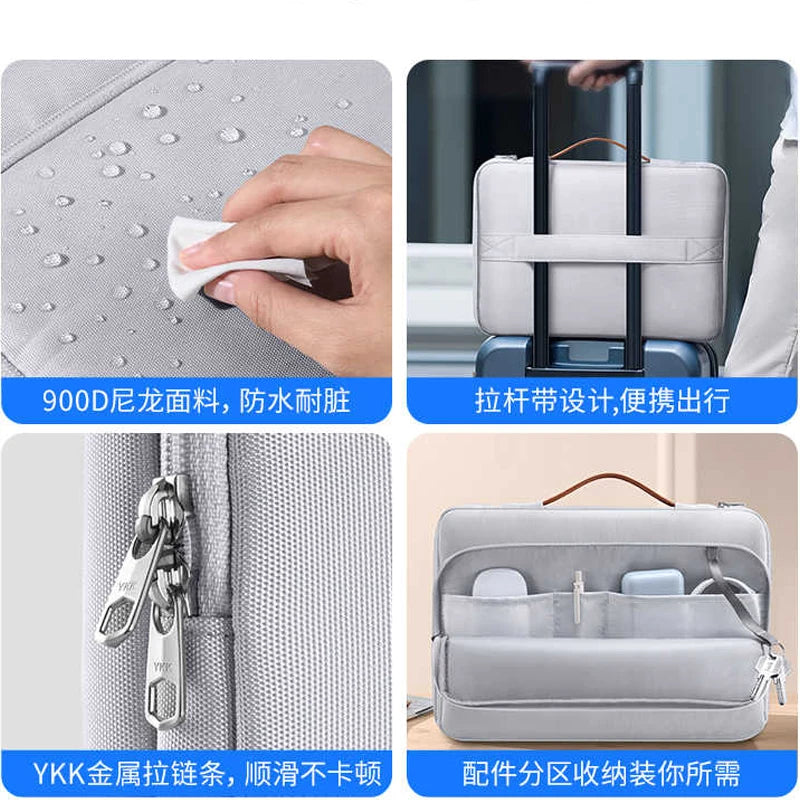 Dormin Air Cushion Laptop Bag for Business Travel, Anti-Crash Design w/Luggage Strap & Shockproof Compartment for MacBookAir13