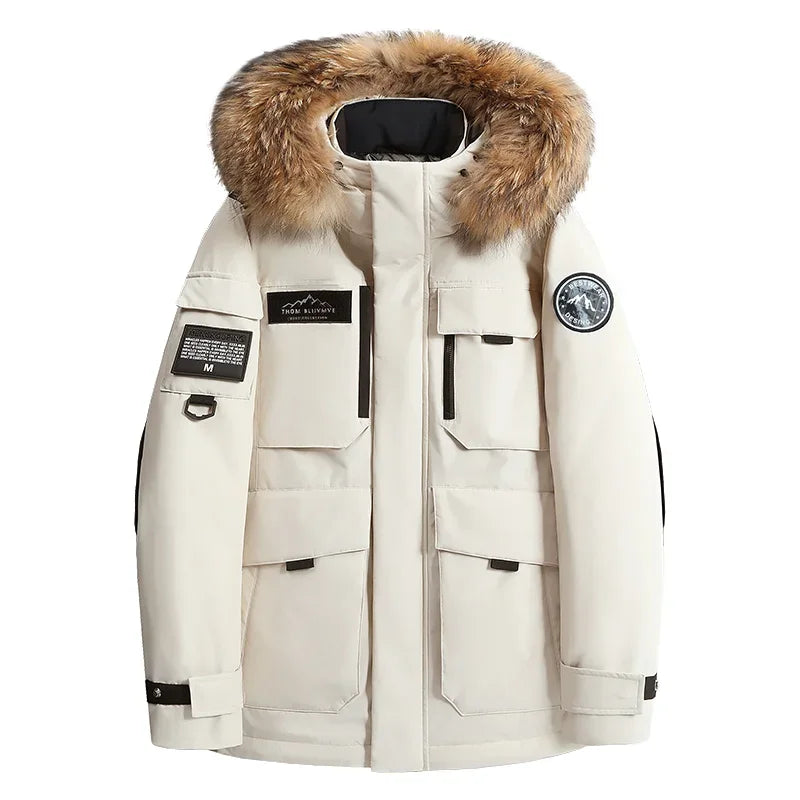 Fashion Parkas Male Casual Warm Down Jackets New Winter Mens Hooded Fur Collar Duck Down Coats High Quality Waterproof Coats