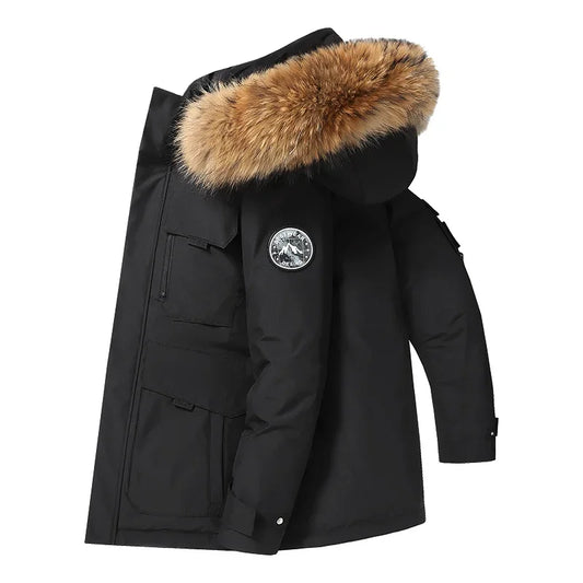 Fashion Parkas Male Casual Warm Down Jackets New Winter Mens Hooded Fur Collar Duck Down Coats High Quality Waterproof Coats
