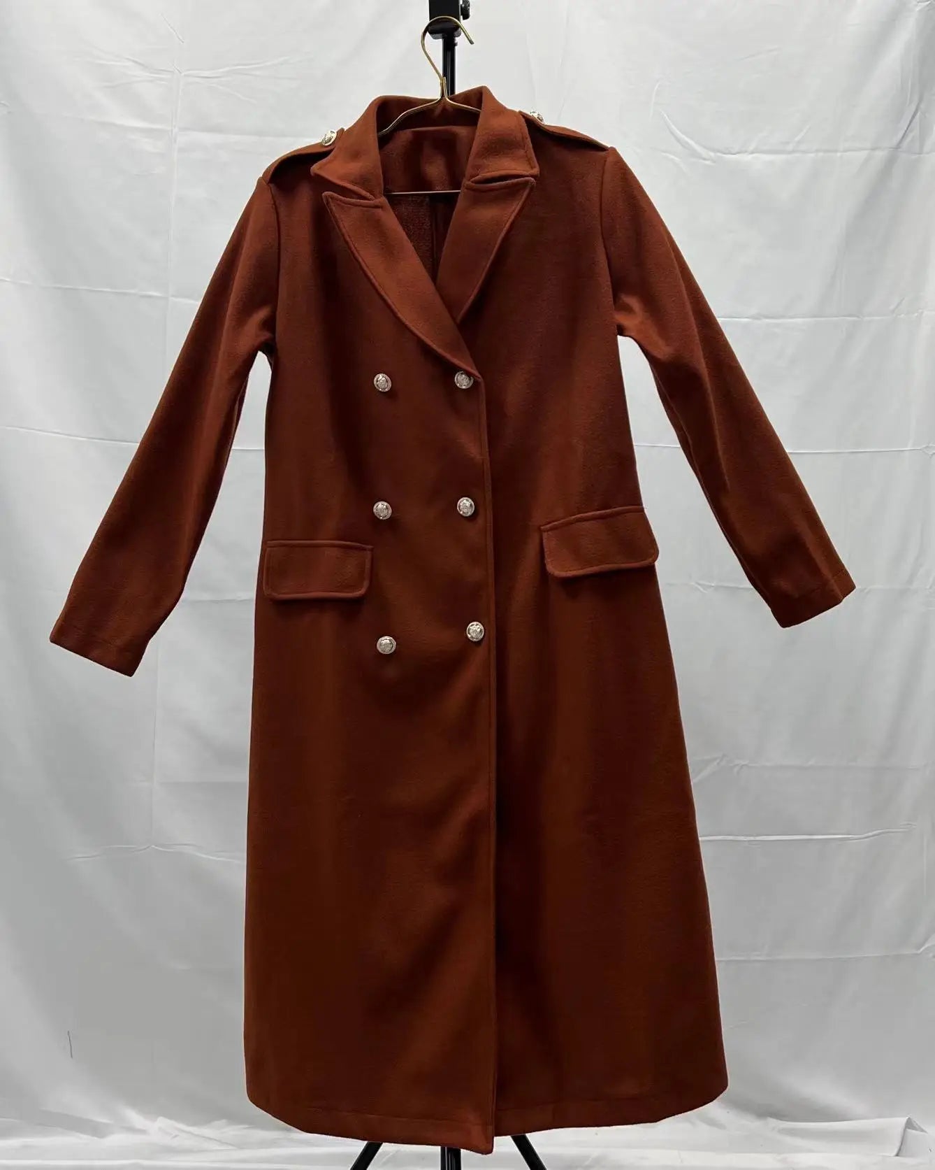 Suit woolen coat senior sense 2024 autumn and winter new double-breasted shoulder slimming Korean version of woolen coat