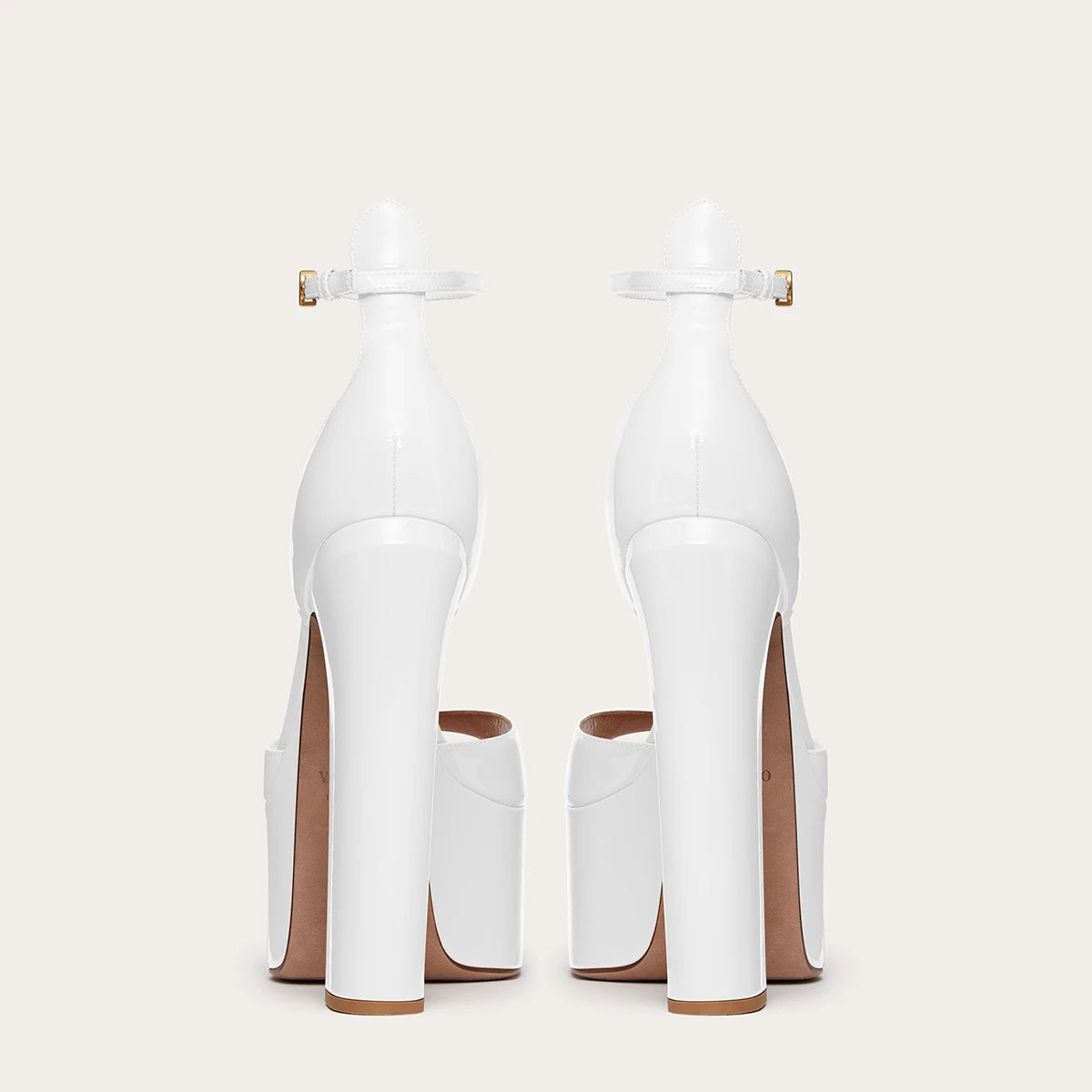 Arden Furtado Summer 2025 White Round toe Waterproof platform Super high heel Open toe chunky heels sandals cover heels big size