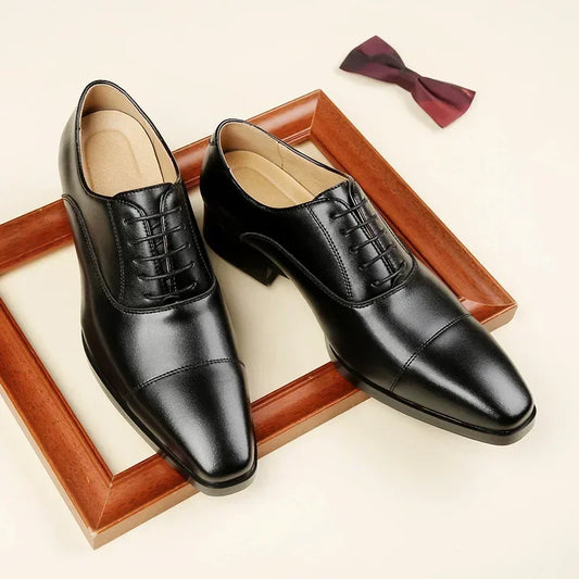 High Quality Italian Oxford Shoes for Men Luxury Leather Wedding Shoes Classic Square Toe Dress Shoes Plus Size 39-47