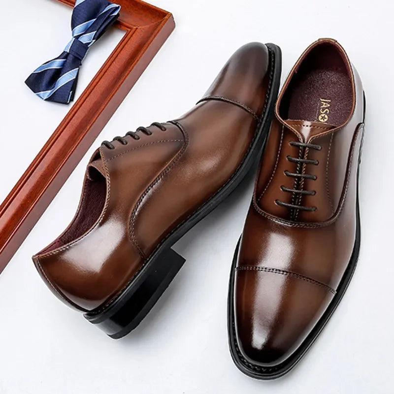 Man Genuine Leather Shoes Rubber Sole Man Business Office Male Dress Leather Wedding Party Shoes Plus 48 Men Italian Shoe