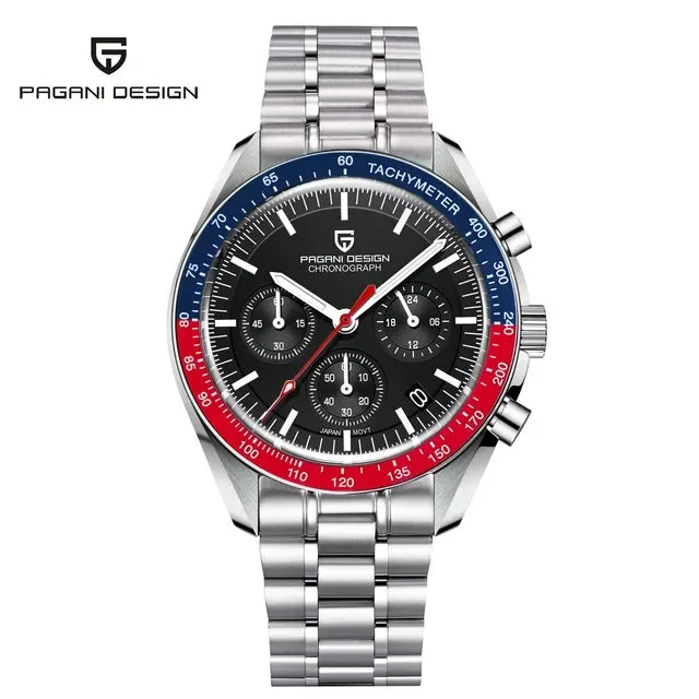 PAGANI DESIGN 2024 Date Speed Chronograph AR Sapphire Luxury Quartz Men's watches 100M Waterproof Steel shell Luminous Watch+Box