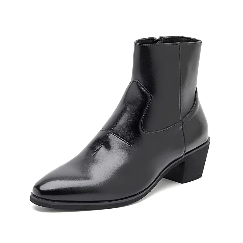 New Luxury Brand Men Designer Ankle Boots Fashion High Top Genuine Leather Chelsea Boots Classic Dress Business Outdoor Shoes