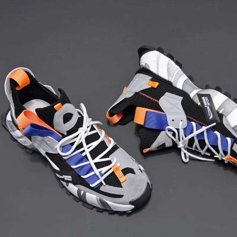 Fashion Men Platform Sneakers Breathable Comfortable Sport Shoes Chunky Knitting Mesh Sneakers Casual Shoes White Sneakers