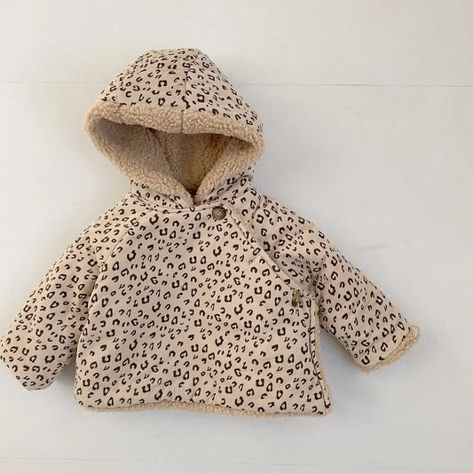 deer jonmi 2023 Winter Korean Style Newborn Baby Thicken Warm Coats Hooded Lamb Fleece Lining Infants Outerwear