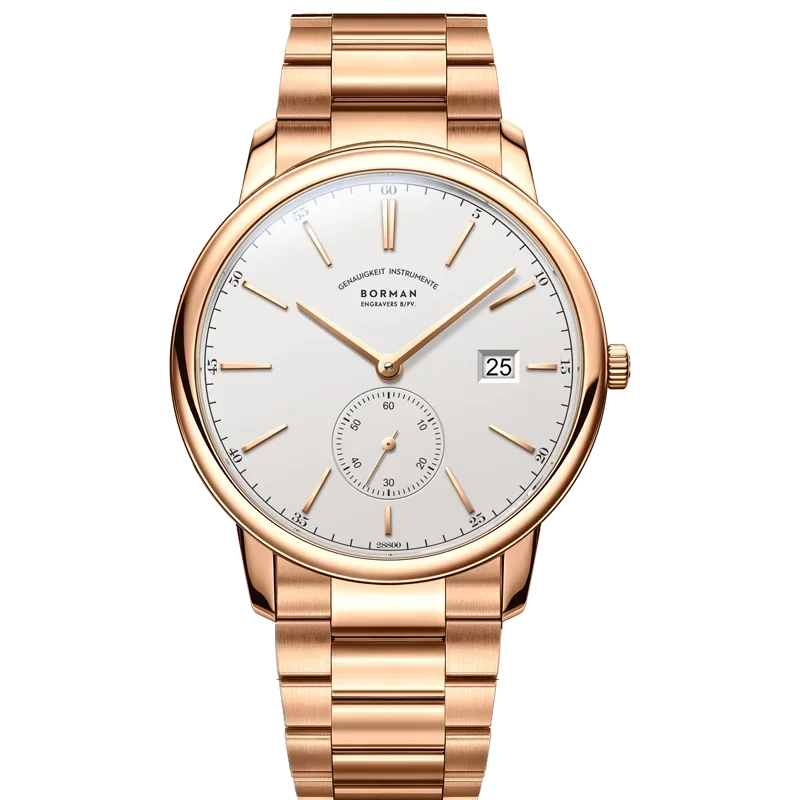 BORMAN Luxury Mens Automatic Mechanical Watch Rose Gold Case Sub Dial Sport Watches Genuine Leather High Quality Gentleman Clock
