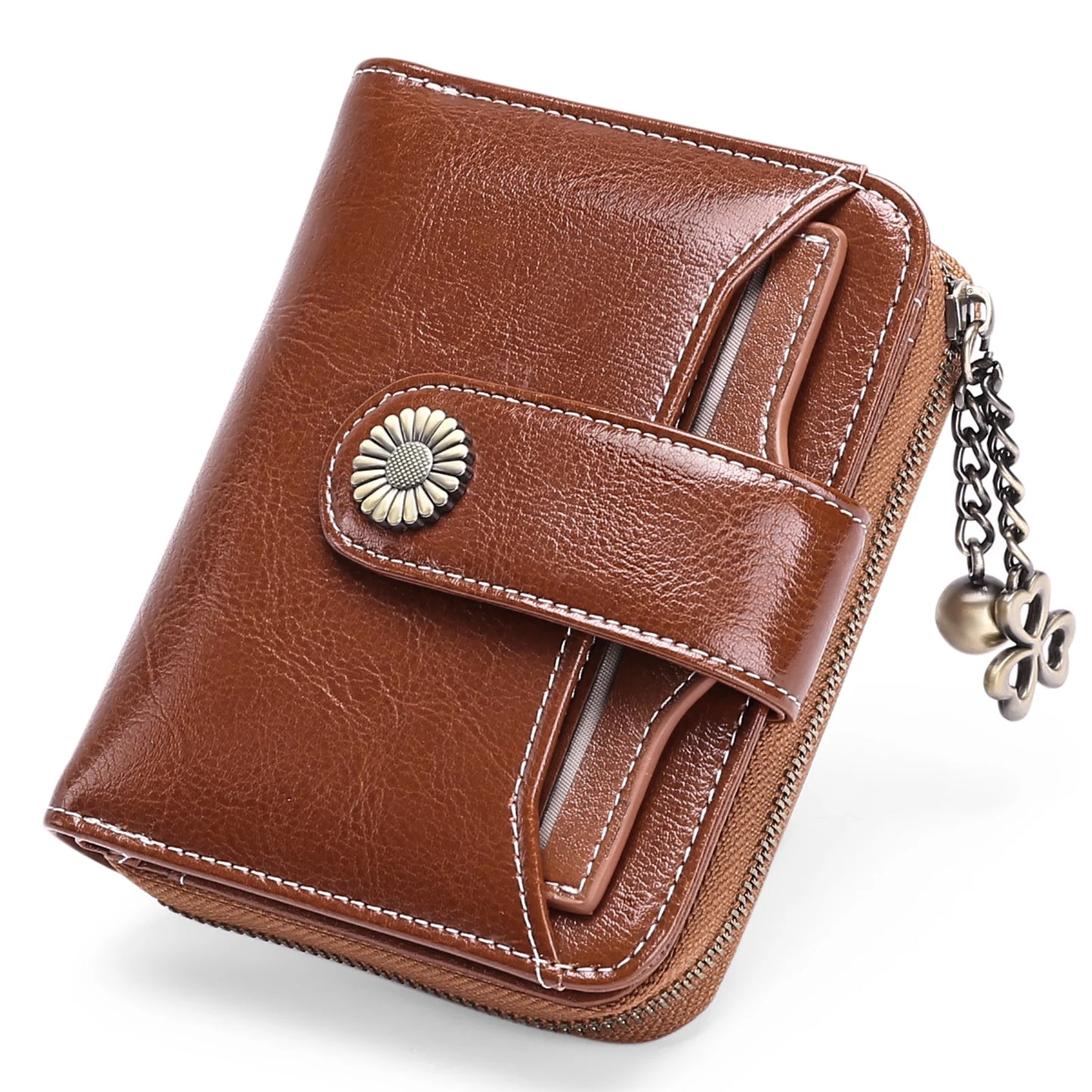 High Quality Women's Genuine Leather Wallet Female RFID Anti Theft Card Holder Coin Purse Wallets for Women Clutch Bag