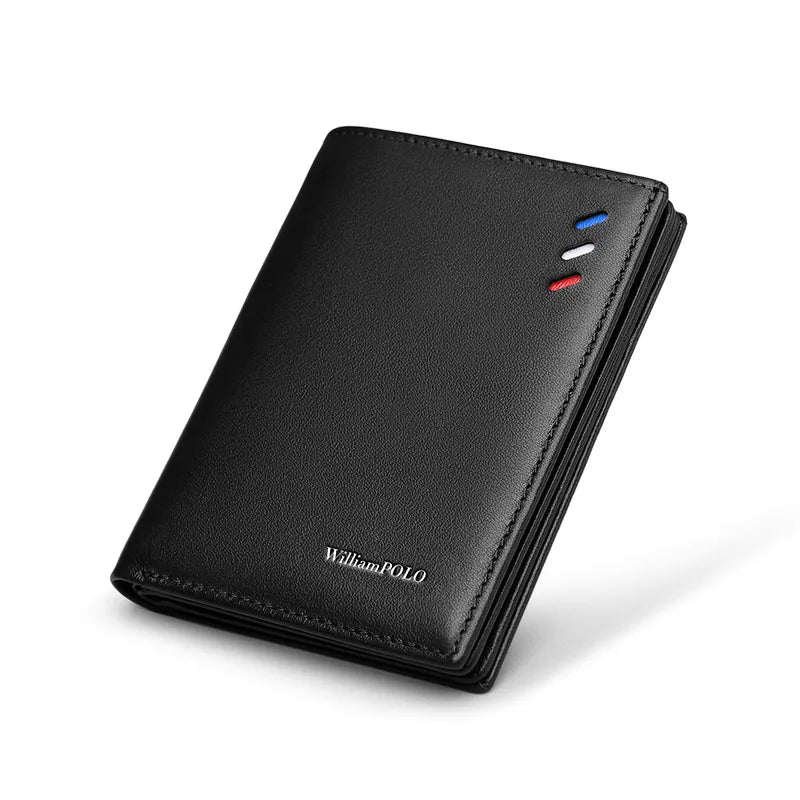 Genuine leather men's wallet, fashionable short style card holder, multifunctional coin purse