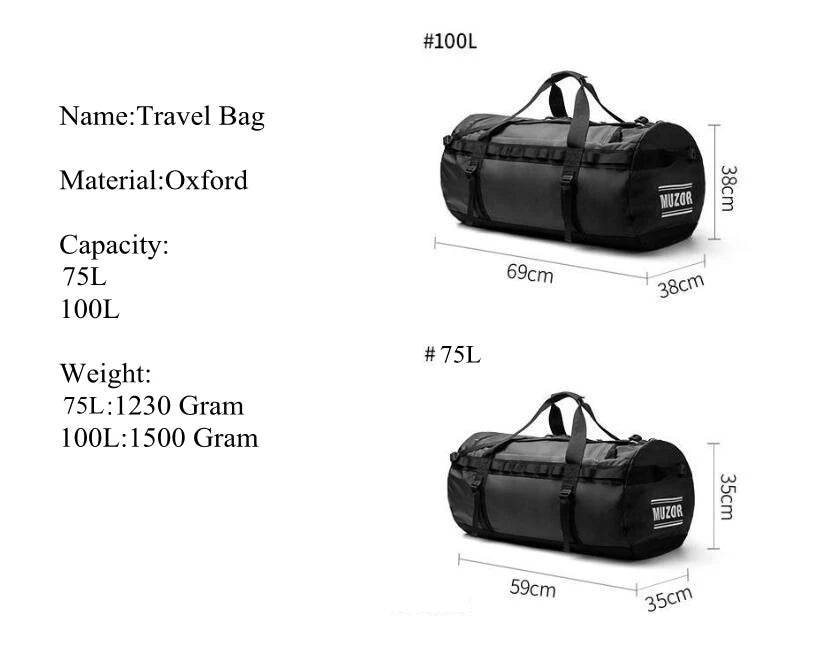 Men large capacity travel handbag business travel bag carry on hand luggage bag 100L ,70 L travelling bag Men travel duffle