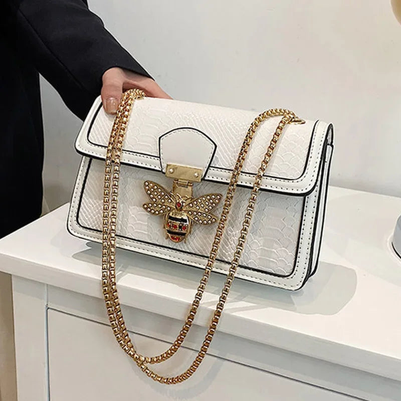 Luxury Handbags for Women Crossbody Bags Bee Lock Tote Casual Flap Purses Crocodile Print Leather Handbag Ladies Shoulder Bags