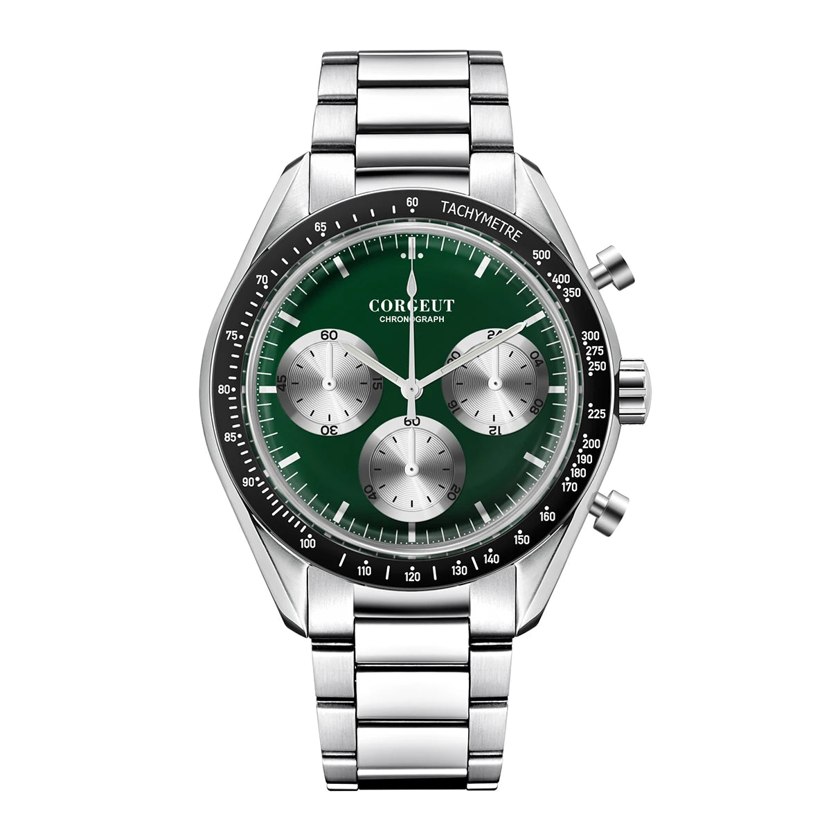 CORGEUT 40mm Vk63 Quartz Movement Watch Man Waterproof High Quality Luxury Mineral Glass Time Running Second Glow Watchs