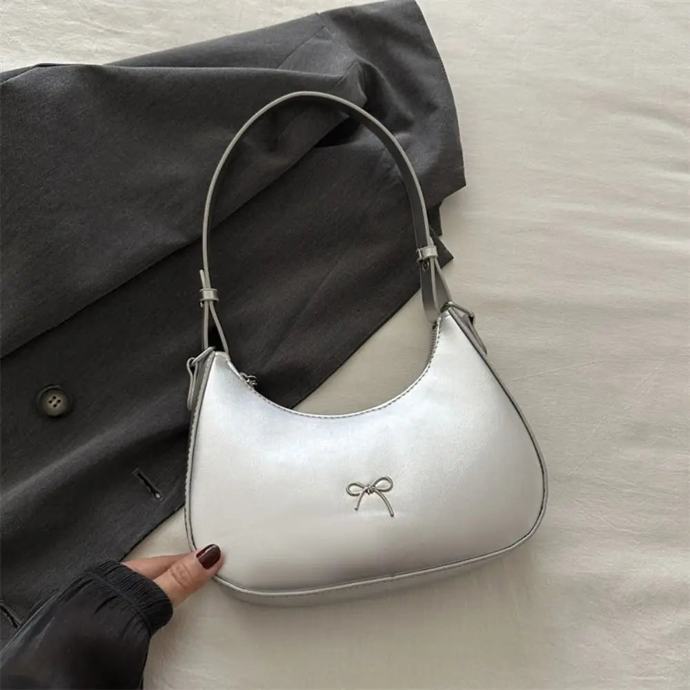 Trendy New Design Bowknot Armpit Bag Solid Color Korean Bowknot Underarm Bag Luxury PU Leather Y2K Handbag Girls