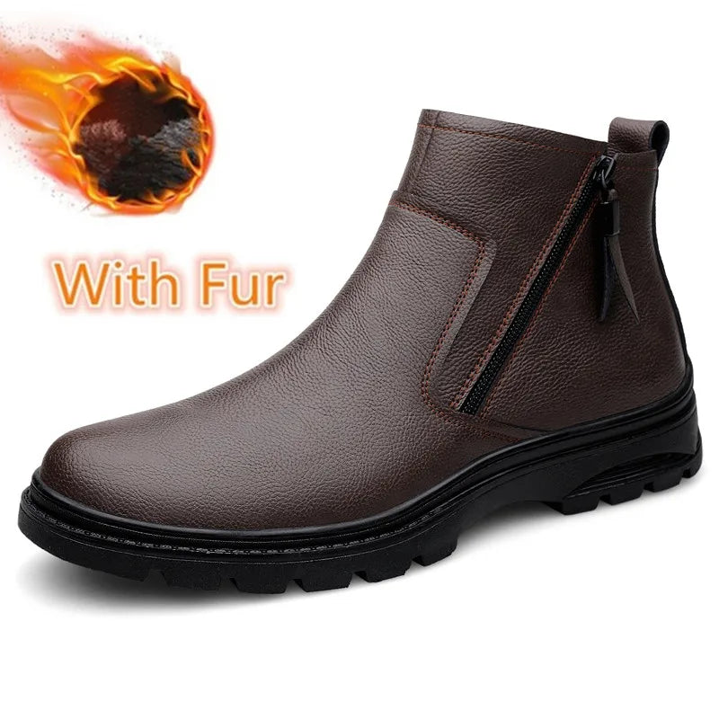 Genuine Leather Mens Shoes Side Zipper Basic Boots Chelsea Ankle Botas Trendy Wedding Comfy Dress Shoes Suit White Men's Boots