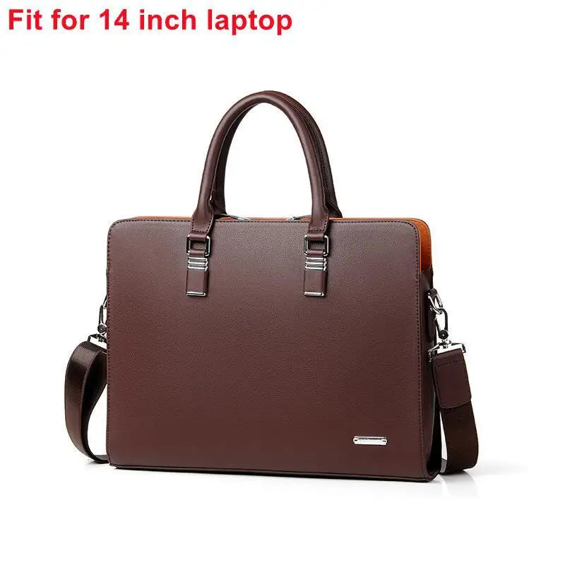 Oyixinger Men's Bag Fashion Leather Shoulder Bag For Man Business Briefcase For 14 15 inch Laptop Casual Large Capacity Handbag