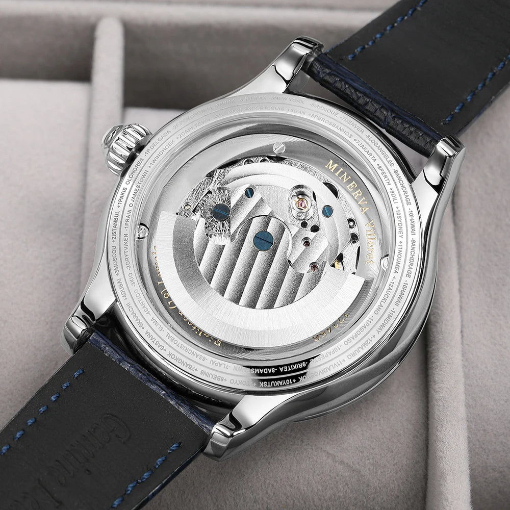 SEAKOSS 3D Double Earth Rotating Men's Mechanical Watch Automatic Movement Waterproof Clock Pilots Male 1963 Flywheel Watches