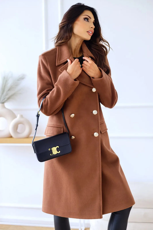 Suit woolen coat senior sense 2024 autumn and winter new double-breasted shoulder slimming Korean version of woolen coat