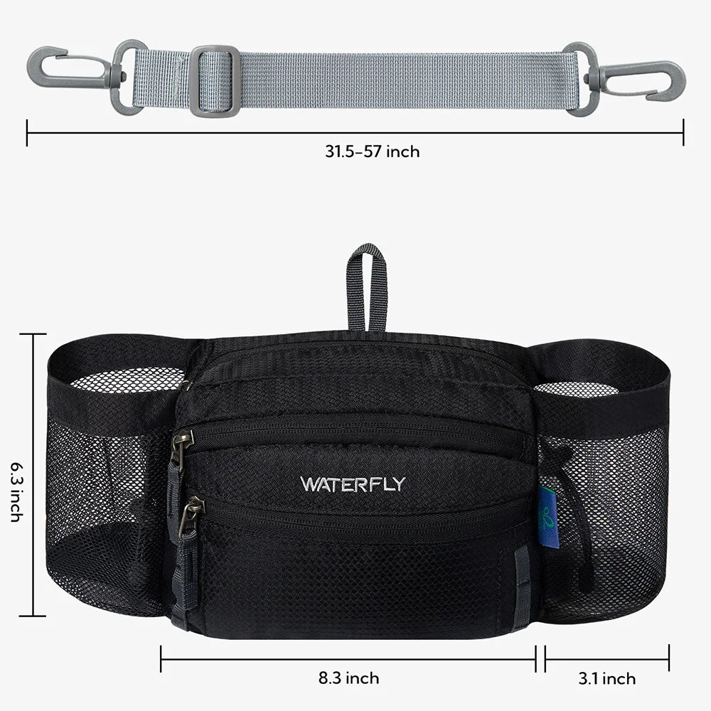 WATERFLY Fanny Pack Waist Bag Waist Pack For Women Men With Two Water Bottle Holder Hiking Fanny Pack For DogWalking Cycling