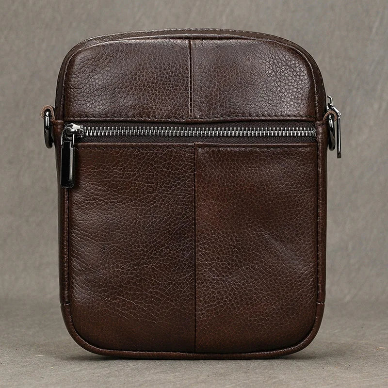 Casual top layer cowhide men's crossbody bag small shoulder bag outdoor waterproof mini waist bag for male phone pouch crossbody