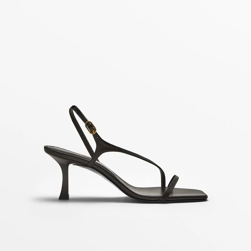 Cowhide Low Heel Sandals For Women With Buckle & Minimalist Pretty Versatile Comfortable Durable Daily Commuter Shoes For Summer