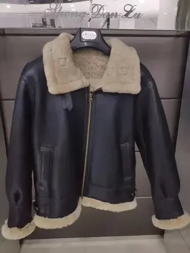 Men's Nature Fur Original Sheepskin Fur Genuine Leather Jacket Men's Motorcycle Suit Thick Real Leather Top Man Winter Coat 2022