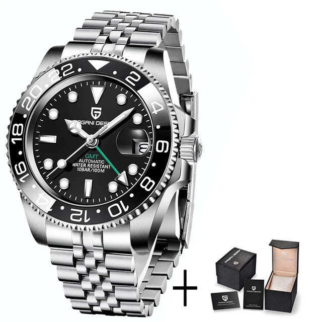 PAGANI DESIGN Sapphire Glass 40MM Ceramic GMT Mechanical Watches 100m Waterproof Classic Luxury Men Automatic Watch Reloj Hombre