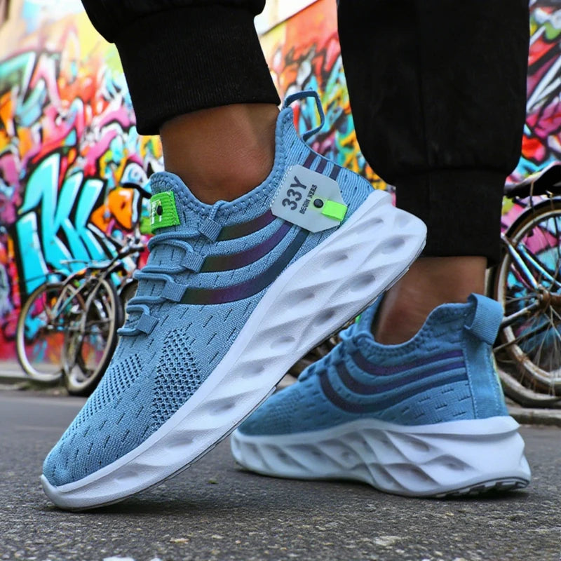 Best Selling Men's Breathable Athletic Sneakers 2025 Men Running Walking Shoes Lightweight Breathable Trendy Casual Sports Shoes