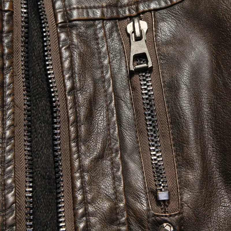 Motorcycle Thickened Leather Coat Men Winter Warm Man Leather CoatMens Plus Velvet Men Moto Biker Riding Fleece Leather Jacket