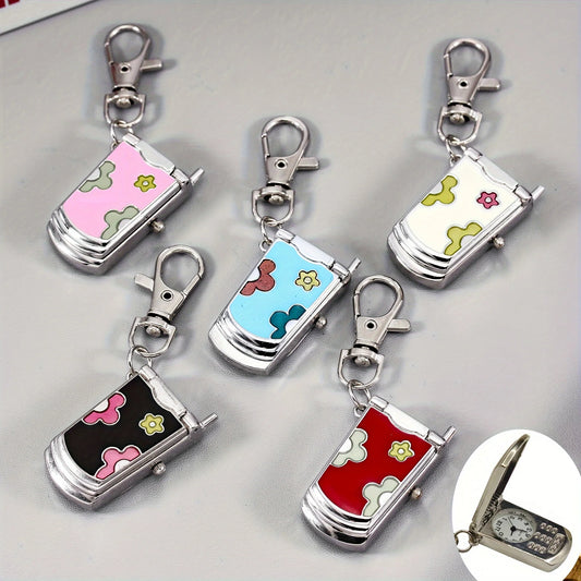 Flip phone keychain watch hanging watch fashion trend retro cute keychain pendant creative gift