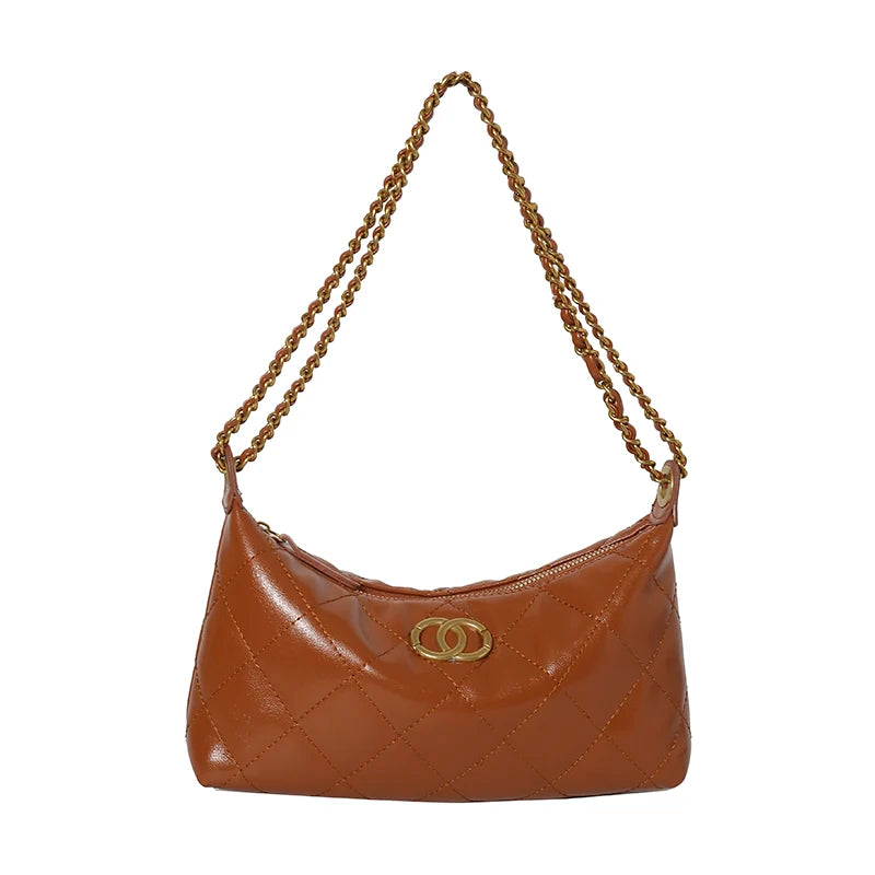 Women's Leather Handbag With Long Shoulder Strap By Famous Designer Luxury Brand For Elegant Outings