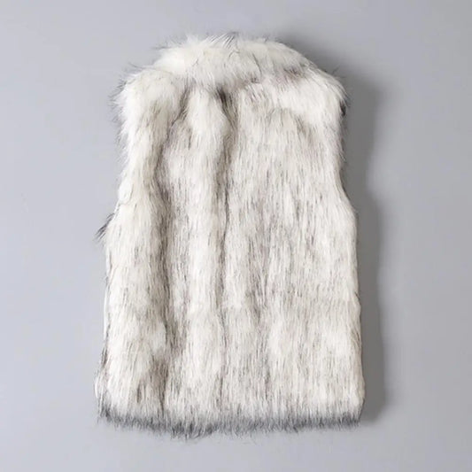 Fashion Women Vest Windproof Women Waistcoat Buttons Placket Winter Thickened Warm Faux Fur Vest Jacket  Cold Resistant