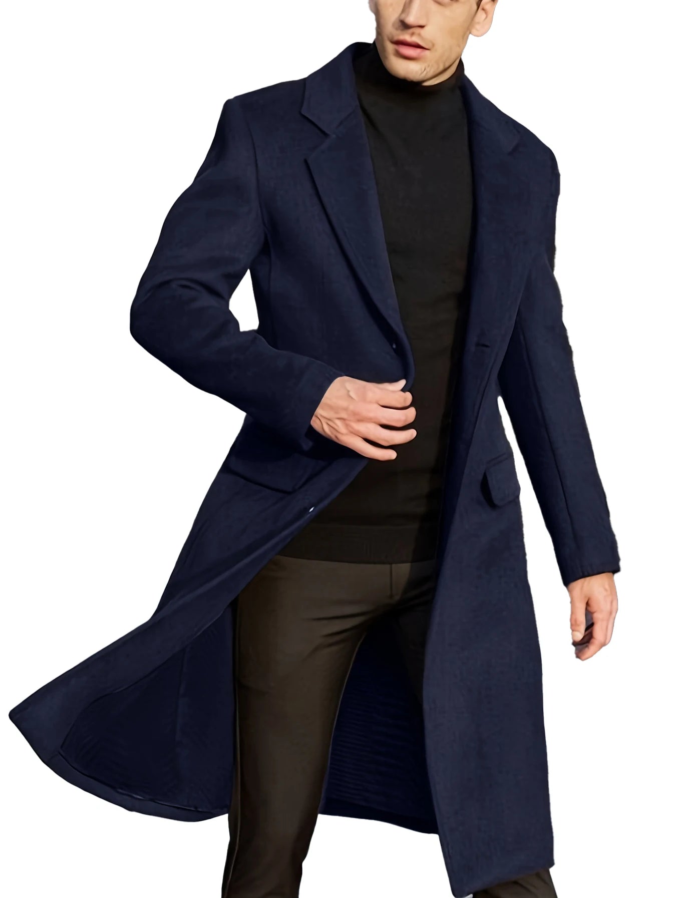 New men's coat British style long casual windbreaker autumn and winter aura commuter top coat for men