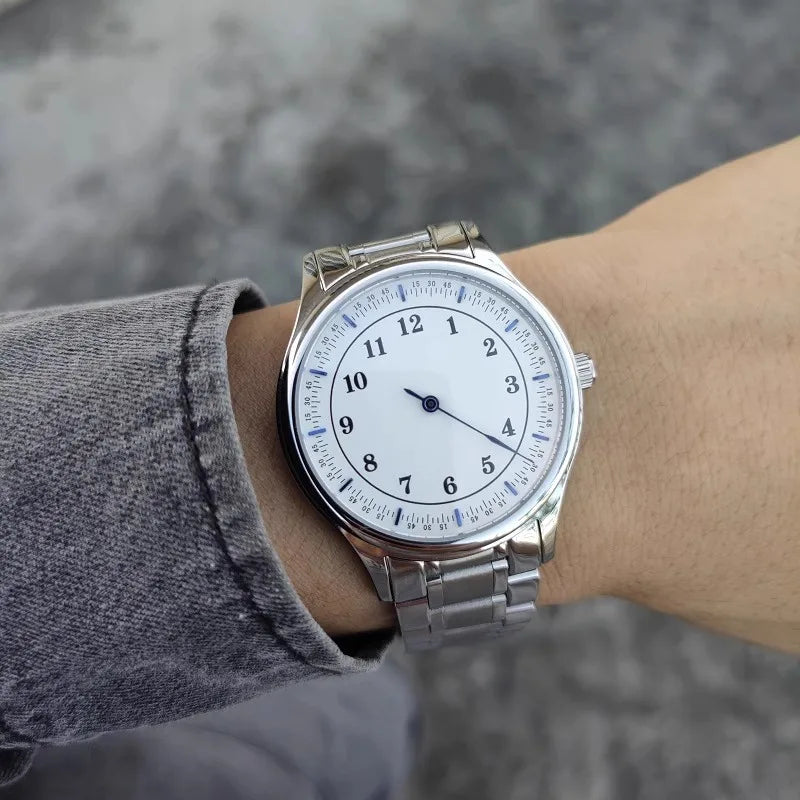 Single needle independent blue needle minimalist fashion personality sapphire mirror waterproof quartz watch for men