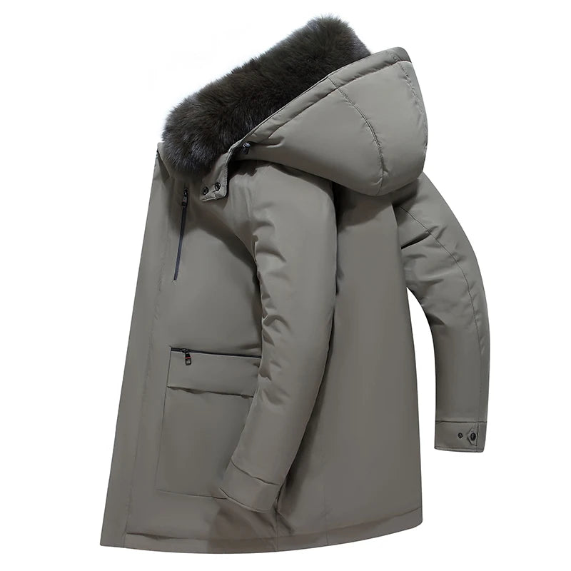 Winter New Arrived Men Thickened Down Jacket -30 Winter Warm Down Coat Jacket Men Fashion Long White Duck Hooded Down Parkas