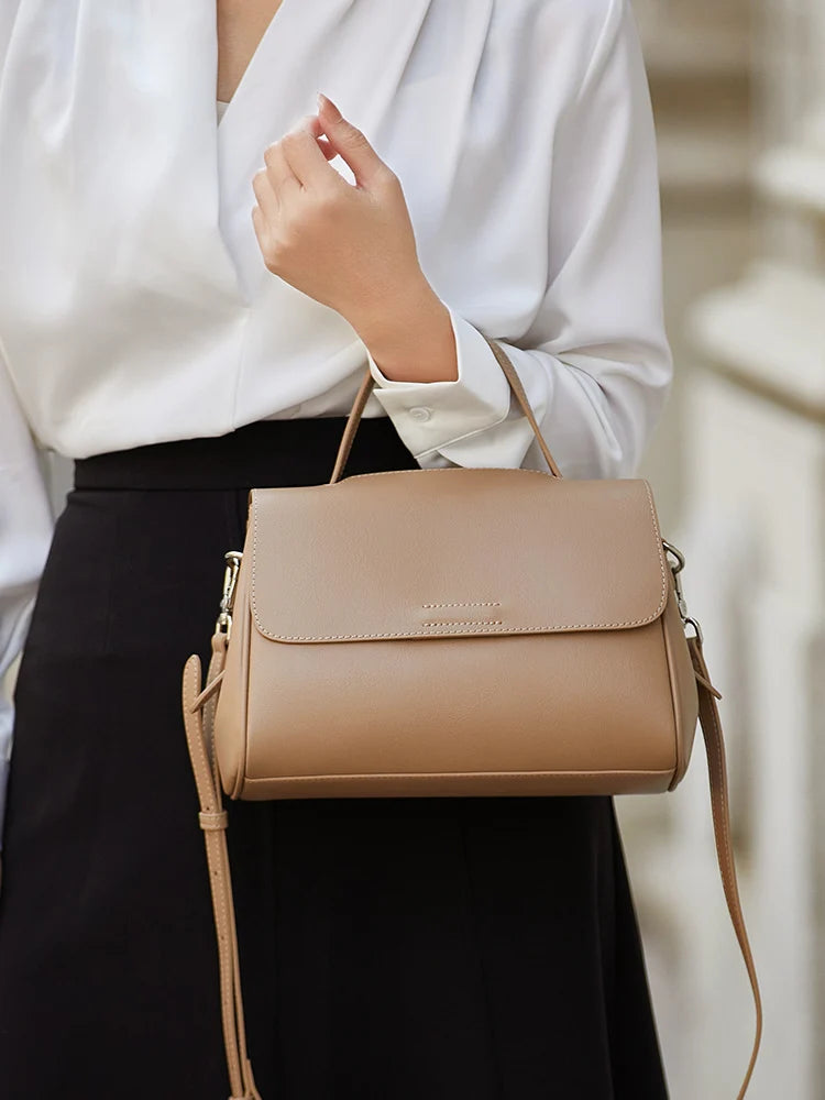ZOOLER Handcraft Real Leather Bag Big Female Rice First Cow Layer Genuine Leather Handbag Shoulder Bags Top Female Fashion#HY605