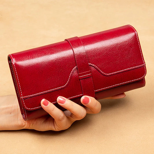 Split Leather Wallet for Women Luxury Designer Long Purse High Quality RFID Card Holder Purses Women's Wallets Handbag