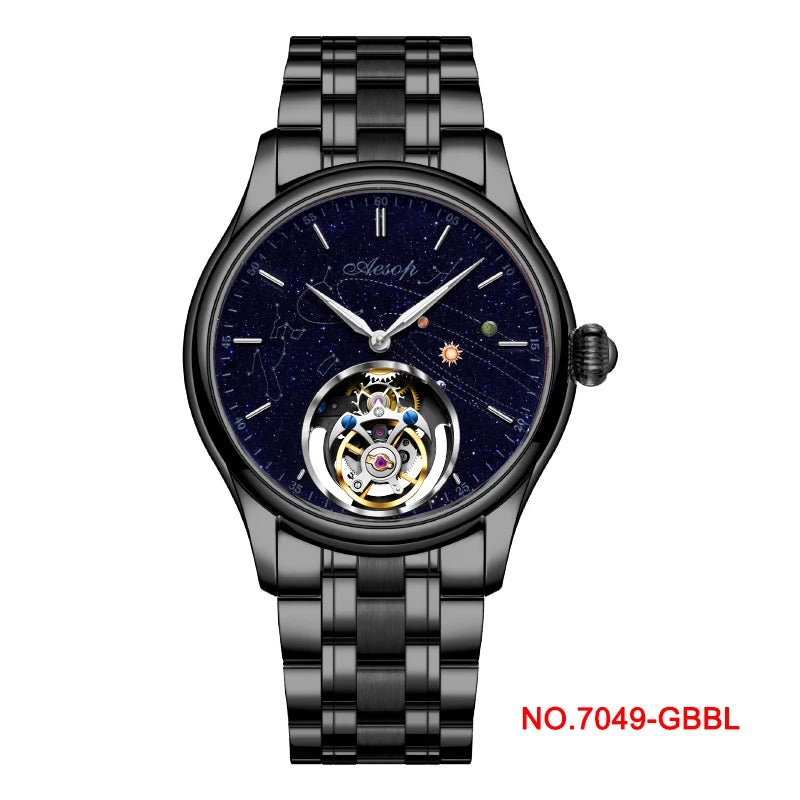 AESOP Flying Tourbillon Skeleton Mechanical Luxury Watches Waterproof Wristwatches Watch Brand For Men Movement Sapphire 2023